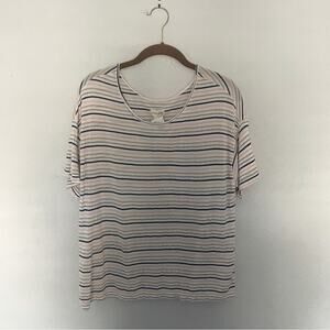 Striped Boxy Top Tee Pink, Navy, & White NWT
